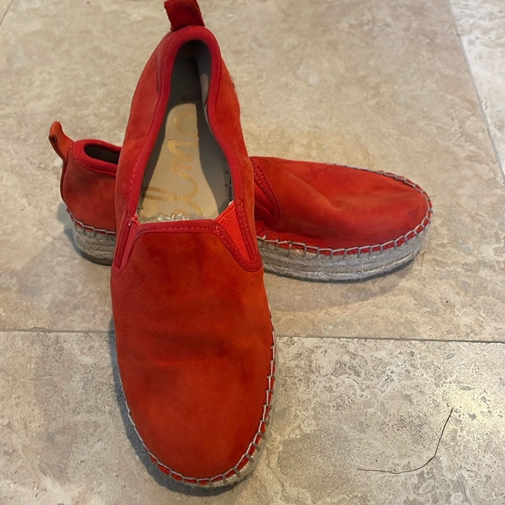 Sam Edelman Platform Espadrille Orange/Red Suede